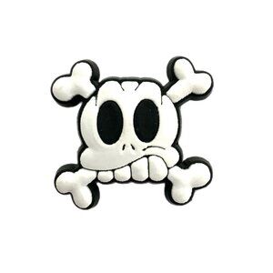 Croc Charm Skull Crossbones Cartoon Punk Horror Halloween Goth Black White